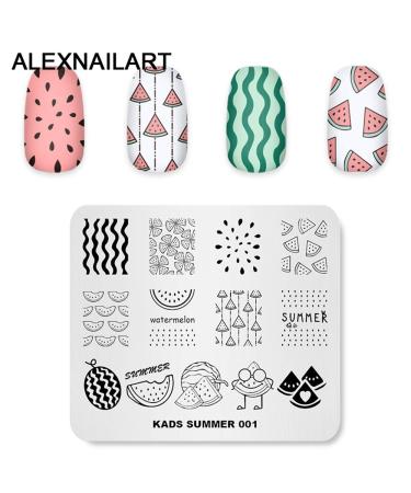4-Piece Nail Stamping Plate Set - Leaf Watermelon & Gem Patterns for DIY Nail Art | International Shipping - Buy Online on GoSupps.com