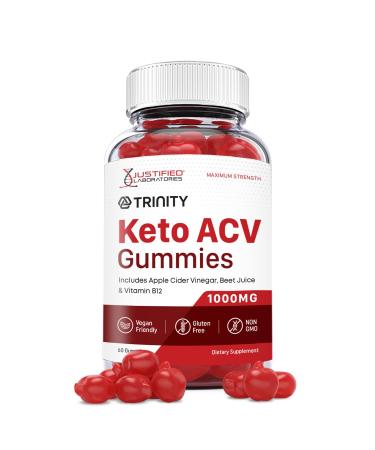 Justified Laboratories Trinity Keto ACV Gummies 1000MG Vegan Non GMO with Pomegranate Juice Beet Juice Powder B12 60 Gummys