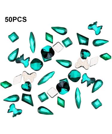 dijiusidy 50 Pieces Glass Crystal Set Eye-catching Personalized Nail Art Rhinestones DIY Handcraft Manicure Accessories for Card Making Malachite Green - Buy Online on GoSupps.com
