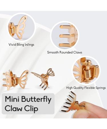 20 Pcs Mini Butterfly Hair Clips Girls Metal Small Claw Clips Tiny Cute Hair Accessories for Women Girls Gifts For Her (Gold) - Buy Online on GoSupps.com