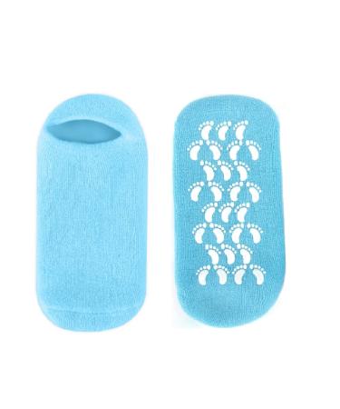 Moisturizing Socks with Heel Gel | Callus Treatment Spa Socks - 2 Pairs of Soft Silicone Cotton Gel Sleeves for Cracked Feet - Blue & Pink - Buy Online on GoSupps.com