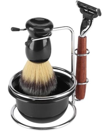 Qiilu 4-Part Shaving Set - Stainless Steel Manual Razor Brush Bowl & Stand - Perfect Grooming Kit for Men - Buy Online on GoSupps.com