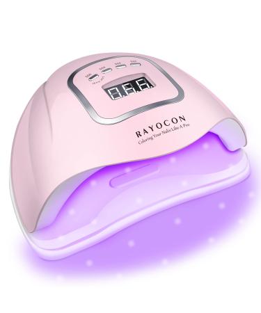RAYOCON UV LED Gel Nail Lamp 120W Professional UV Nail Light for Gel Polish Fast Curing with 45 Lamp Beads Lightweight LED Gel UV Nail Dryer for Salon Home Pink