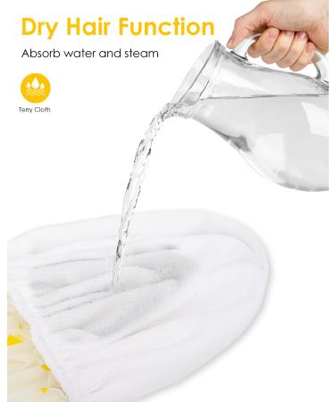 Auban Waterproof Shower Hood for Women | Terry & EVA Material | Reusable Double-Folded Bathing Cap - Large Yellow All Hair Lengths - Buy Online on GoSupps.com