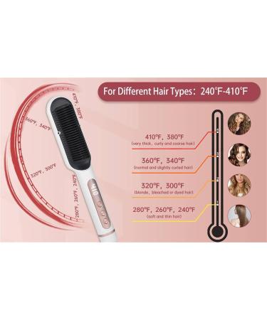 Negative Ionic Hair Straightener Brush - 9 Temp Settings Fast Heating & Auto Shut Off - Anti-Scald Design (White) | Shop Internationally - Buy Online on GoSupps.com