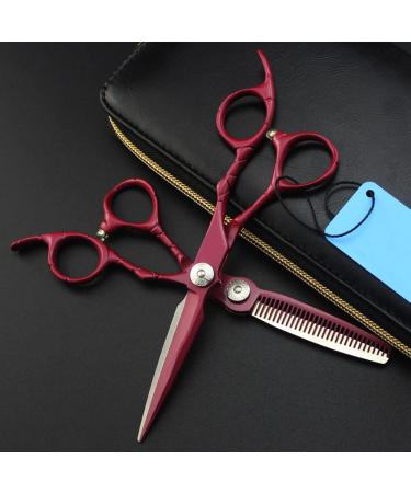 Hair Cutting Scissors 6 Inch Professional JP 440c Steel Rose Red Hair Cutting Scissors Haircut Thinning Barber Tools Cut Shears Hairdresser Scissors Set