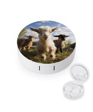 Contact Lens Case Cute Goat Portable Travel Contact Lens Box Contact Lens Storage Box