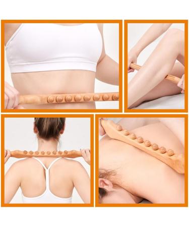 Lurrose 8 Pearl Wooden Massage Sticks - Gua Sha Sticks & Roller for Back Neck & Trigger Point Relief - Relax Stiff Muscles - Buy Online on GoSupps.com