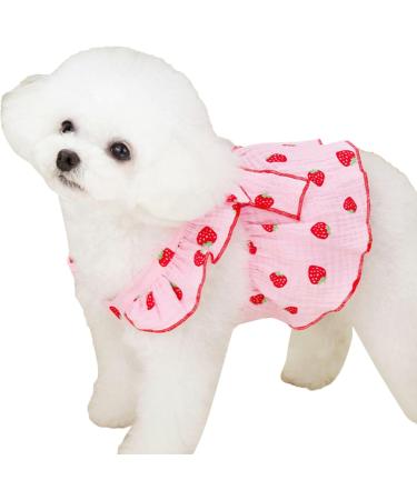 Shenrongtong Small Dog Dress - Cute Cotton Puppy Clothing & Catwear Party Dress for Girls - Sweet Pink Litter Clothes - Buy Online on GoSupps.com