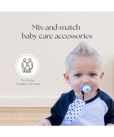Dodo Schnuller-Clip Set for Babies - 4 Premium Quality Clips + Pacifier Etui | Modern Universal Holder in White/Light Blue/Black - Perfect Baby Soothing Gift Set - Buy Online on GoSupps.com