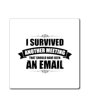 Funny Surviving Another Virtual Office Meetings Statements Novelty Remotely Emailing Working Mockery Sayings Magnets 3" 3"