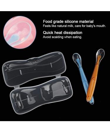 Soft Silicone Baby Training Spoon Set - 2 Parts with Box | Child Dining & Feeding Utensils for Weaning (Yellow & Blue) - Buy Online on GoSupps.com