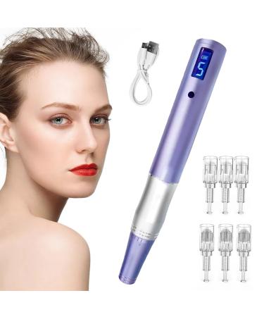 Electric Microneedling Pen 0-2.5 mm with LCD Screen and 5 Levels Professional Electric Derma Pen Microneedle Skin Repair Tool for Face Skin Rejuvenation Anti Acne Anti Wrinkles
