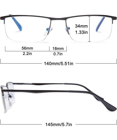 LANOMI Blue Light Filter Reading Glasses for Men - Rectangular Metal Half Frame 2.0 Diopters Strength Perfect for Computer Use - Buy Online on GoSupps.com