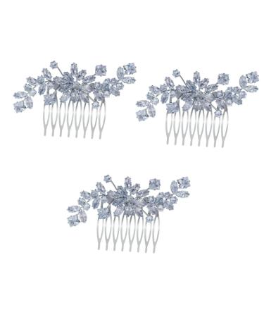 FRCOLOR Set of 3 Crystal Side Hair Comb Hair Accessories for Prom Wedding Hair Accessories for Brides Hair Accessories for Girls Tiara Lightweight Luxury Decorate Bridesmaid