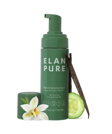 Elan Pure Non Toxic Gradual Self Tanner - Organic Tanning Foam - Long Lasting Natural Looking Tan - Streak Free Smooth Application - Plant Based Ingredients - Vanilla