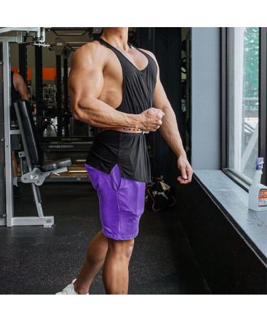 EVERWORTH Men's Casual Training Shorts 2 Pack - Purple/Black, Large | Gym Workout Fitness, Bodybuilding, Running Jogging Shorts - Buy Online on GoSupps.com