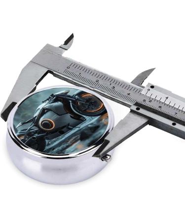 Travel-Ready Sci-Fi Motorcycle Pill Box - Round Mini 3-Compartment Design for Small Pills | Portable & Hinged Perfect for EDC - Buy Online on GoSupps.com