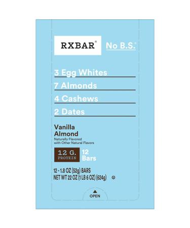 RXBAR Vanilla Almond Protein Bar 1.83oz (12 Pack) - High Protein Gluten Free Snack - Buy Online on GoSupps.com