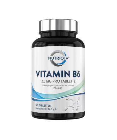 Vitamin B6 12.5 mg |365 highly effective vegan tablets |Contributes to a healthy metabolism a normal function of the nerve and immune system |Contribute to the reduction of fatigue at von Nutriota - Buy Online on GoSupps.com