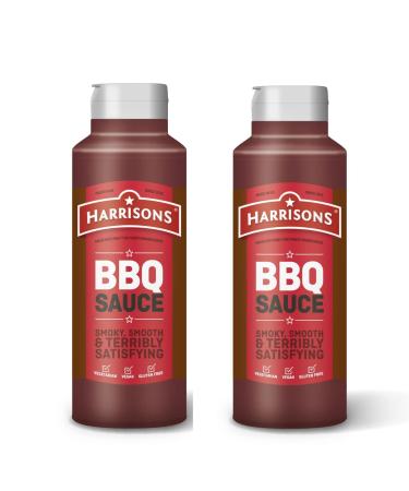 Harrison BBQ Sauce Pack of 2 Barbecue Sauce Bottles 1 Liter Each Vegan Friendly Gluten Free with No Soya Dairy and Artificial Color or Flavor Made in UK