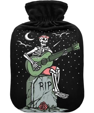 NAANLE Skull Skeleton Guitar Hot Water Bottle with Cover | 1L Hand/Foot Warmer for Pain Relief | Heat & Cold Therapy - Buy Online on GoSupps.com