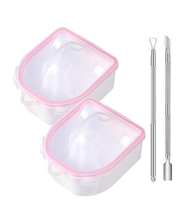 Nail Soak Off Bowl 2pcs Manicure Bowl with Triangle Cuticle Peeler and Stainless Steel Cuticle Pusher Nail Tool Strong Gel Polish Dip Powder Remover Nail Soaking Bowl Nail Spa Cleaning Kits