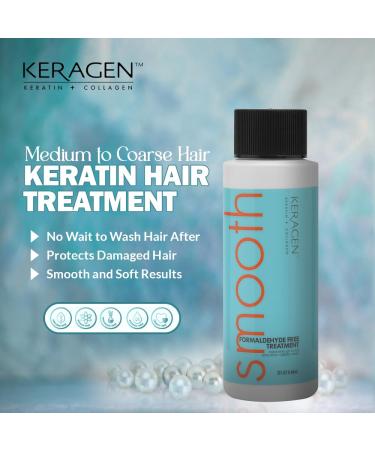 Keragen Brazilian Keratin Smoothing Treatment - 2 Oz Blowout Straightening System for Dry Damaged Hair | Formaldehyde Free - Eliminate Curls & Frizz for Fine to Medium Hair - Buy Online on GoSupps.com