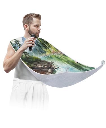 Landscape Landscape Beard Bib Apron Beard Hair Catcher for Men Shaving Fathers Day Anniversary Christmas Gifts for Dad Husband Beard Bib with 2 Suction Cups