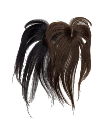 Anemone Jewelry 10inch Human Hair Topper with Fringe Bangs, Silk Base Thin Clip-In Toupee for Women - Light Natural Color - Buy Online on GoSupps.com