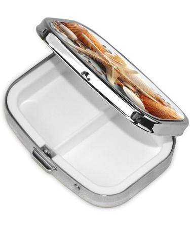 Starfish & Shells Cute 2 Compartment Pill Case | Small Travel Pill Box Organizer for Purse & Gifts - Buy Online on GoSupps.com