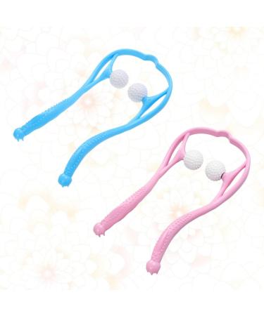 Lioobo Neck Massage Device - Dual Trigger Pressure Point Massager for Adults | Portable Pink & Blue Shoulder Massage Tool - Buy Online on GoSupps.com