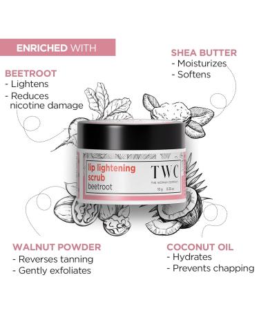Buy Lip Lightening Scrub for Women | Beetroot Coconut & Walnut | Reduces Dark Lips & Pigmentation | Heals Dry & Chapped Lips 10 gm - Buy Online on GoSupps.com