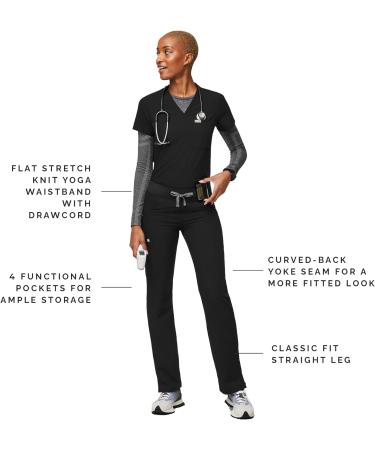 FIGS Kade Cargo Scrub Pants for Women - Classic Fit Straight Leg - 4 Pockets - Yoga Waistband - Anti-Wrinkle - Regular Large Black - Buy Online on GoSupps.com