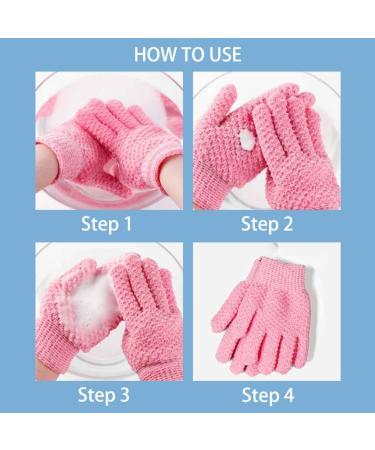 Exfoliating Shower Gloves - Deep Scrub Mitts for Gentle Skin Exfoliation | Body Back Scrubber - Bath Exfoliator for Men & Women (1 Pair - Pink - Buy Online on GoSupps.com