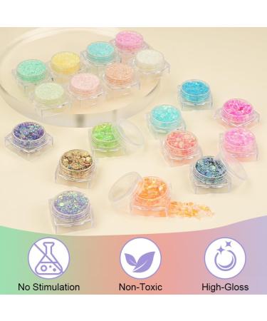  AOOWU Festival Face Glitter 12 Fluorescent Colors Gel Glitter Body Chunky Sequins for Hair Body Festival Accessories Gadget for Halloween Makeup Carnival C - Buy Online on GoSupps.com