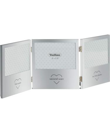 VonHaus Baby Scan Photo Frame - Gender Reveal & Baby Shower Gift - Stainless Steel, Double Hinged Frame with 3 Apertures - Buy Online on GoSupps.com