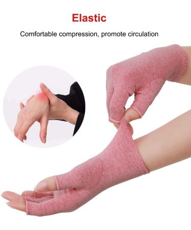 AovYoo 2 Pairs Fingerless Arthritis Compression Gloves - Hand Pain Relief for Rheumatoid & Osteoarthritis - Raynaud's Gloves with Wrist Support (M Pink) - Buy Online on GoSupps.com