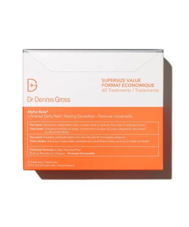 Dr. Dennis Gross Alpha Beta Universal Daily Peel: for Uneven Tone or Texture and Fine Lines or Enlarged Pores, (60 Treatments) 60 Count