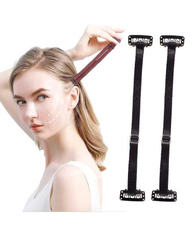 2 Pcs Face Lift Band Reusable Portable Elastic Get Rid Wrinkles Band Adjustable Stretching Strap Face Bands for Face Lift Removing Eye Lines for Women Beauty (Black-B)