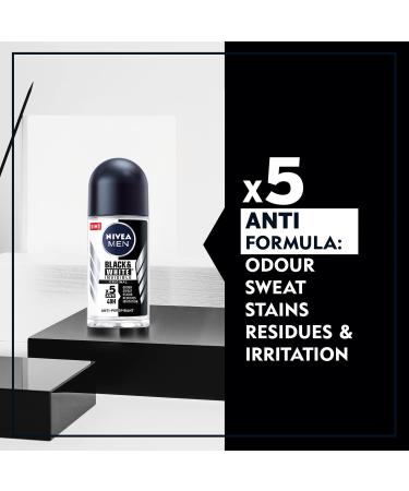 Nivea Men Invisible For Black And White Power Roll On 50ml - Anti-Perspirant Long-Lasting Protection International Shipping Available - Buy Online on GoSupps.com