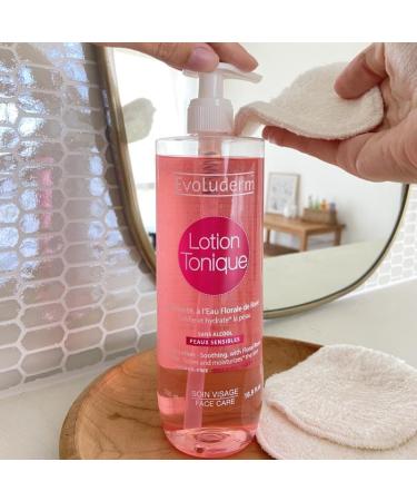 EVOLUDERM - Soothing Toning Lotion for Sensitive Skin - 500 ml - 96% Natural Origin - Vegan - Made in France - Pack of 3 x 500 ml - Buy Online on GoSupps.com