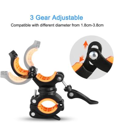 COSOOS 2 Pack Flashlight Mount Holder Universal Bicycle Led Light Mounting Holder 360 Rotation Clip Clamp for Flashlight Cycling Riding Orange+Black - Buy Online on GoSupps.com