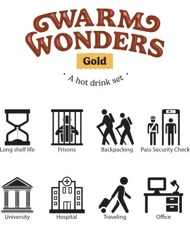 WarmWonders Gold - 10 Mugs Hot Drink Set - Coffee and Tea Gift Basket - Includes Assortment of Gold Coffee Tea Bags Biscuits Semi Milk Sticks and More - Airport Security Approved Gift Basket - Buy Online on GoSupps.com