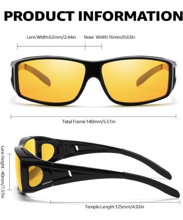 Buy LVIOE Fit Over Blue Light Blocking Glasses for Men & Women - Oversized Anti Eyestrain Eyewear for Better Sleep - LB0311Y A01 Black Frame with Yellow Lens - Buy Online on GoSupps.com