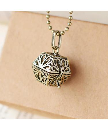 Vintage Openwork Carved Treasure Box Pendant Necklace for Essential Oils & Aromatherapy - International Shipping Available - Buy Online on GoSupps.com