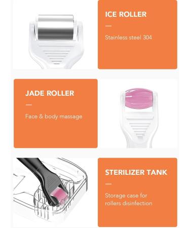 Bowka 7-in-1 Derma Roller Kit | JadoCholer Ice Scooter | Microneedles for Skin Rejuvenation Anti-Wrinkle Beard Growth & Hair Loss - Black - Buy Online on GoSupps.com