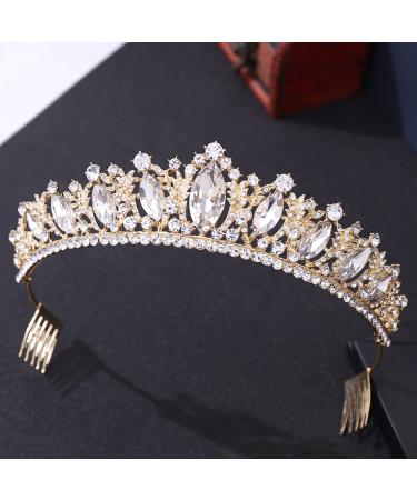 Miranda's Gold Crystal Bridal Tiara and Crown for Women - Prom Hair Accessories - Buy Online on GoSupps.com