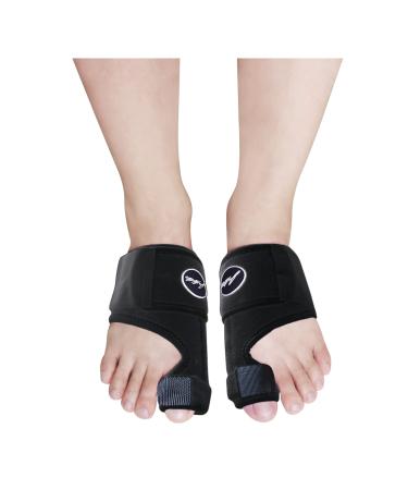 Dr. Arthritis Toe Straightener Foot Brace - Adjustable Foot Wrap and Big Toe Brace to Correct Toes - Bunion Corrector for Men & Women (Black)