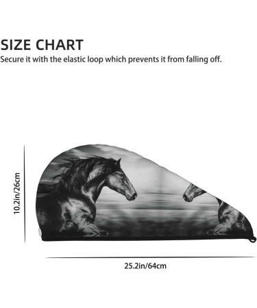 Running Horse Black & White Microfiber Hair Towel | Super Absorbent Coral Velvet Quick Dry Wrap for Long Curly & Thick Hair - Women's Hair Care Essential - Buy Online on GoSupps.com